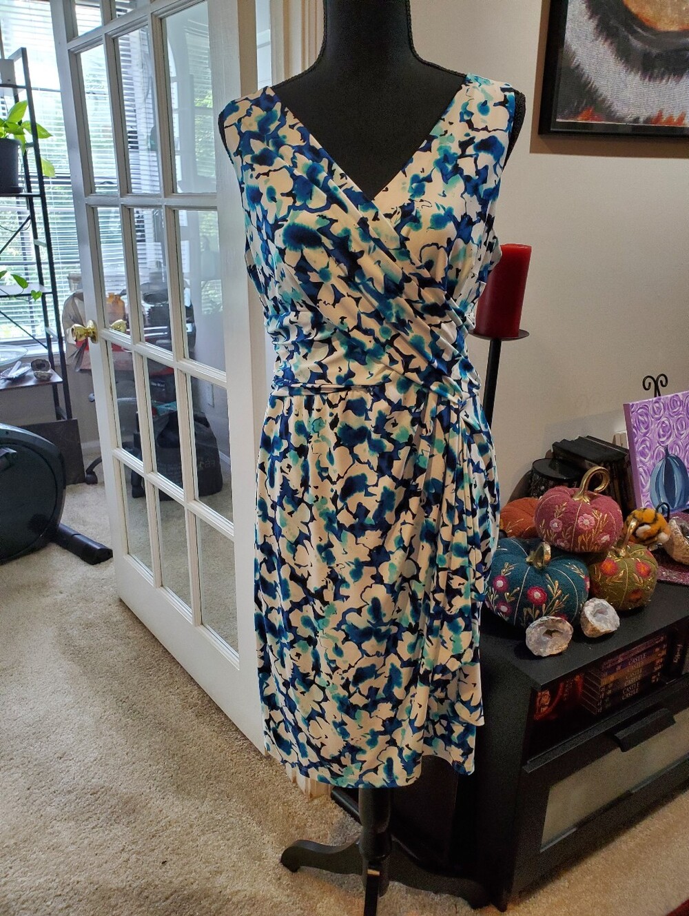 Blue & White Floral Wrap Dress - Women